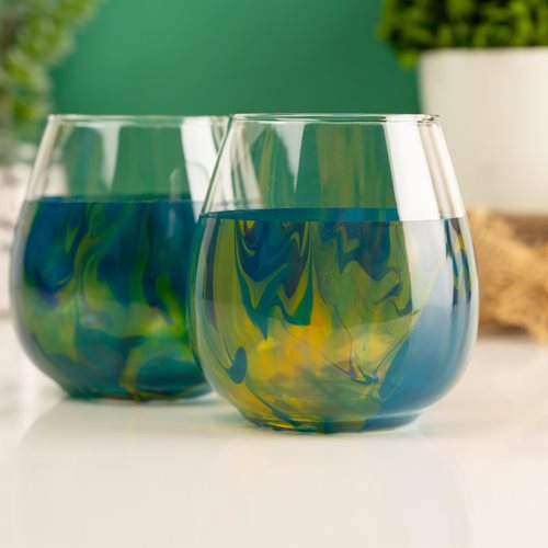 Murano Swirl Wine Glasses – Green Yellow Blue